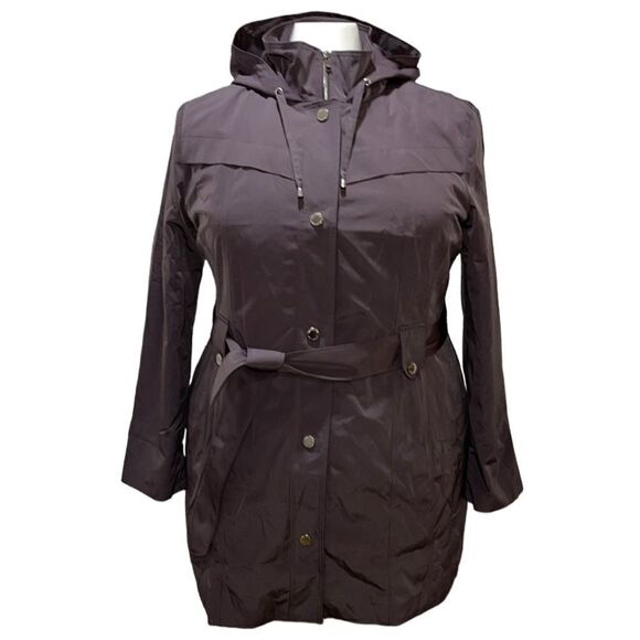 LONDON FOG Collection Front-Zip Hooded Trench Coat - Picture 1 of 13